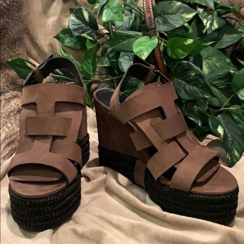 All Saints Marzee Two Tone Platform Wedge Sandal - Picture 8 of 16